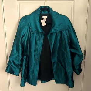 Emerald colored women’s jacket, Chicos size one